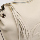 GUCCI Soho Shoulder Bag Leather 2way White Gold 408825 Auth ka6326V-16