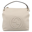 GUCCI Soho Shoulder Bag Leather 2way White Gold 408825 Auth ka6326V-2