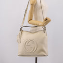 GUCCI Soho Shoulder Bag Leather 2way White Gold 408825 Auth ka6326V-26