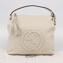 GUCCI Soho Shoulder Bag Leather 2way White Gold 408825 Auth ka6326V-27