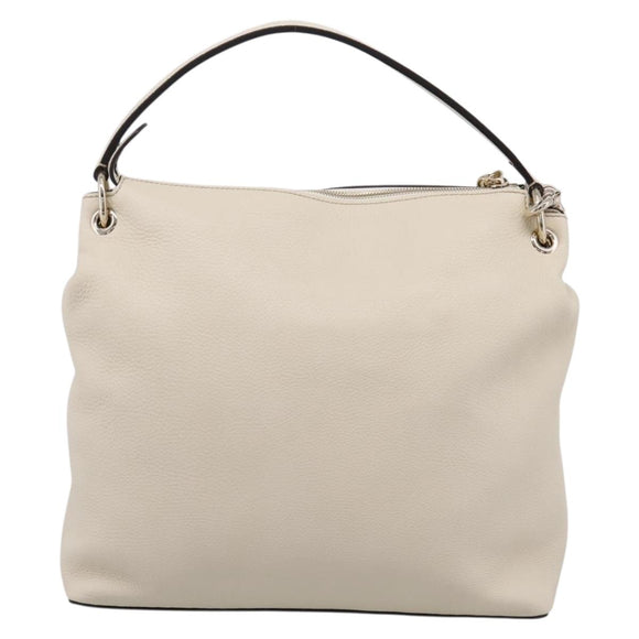 GUCCI Soho Shoulder Bag Leather 2way White Gold 408825 Auth ka6326V