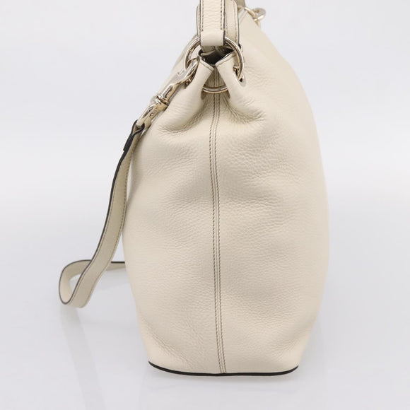 GUCCI Soho Shoulder Bag Leather 2way White Gold 408825 Auth ka6326V