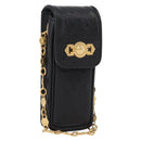 Gianni Versace Cigarette Case Leather Black Gold Auth ka6329-1