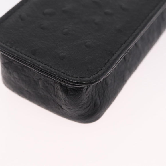 Gianni Versace Cigarette Case Leather Black Gold Auth ka6329