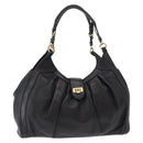 Salvatore Ferragamo Gancini Shoulder Bag Leather Black Gold Auth ka633-1