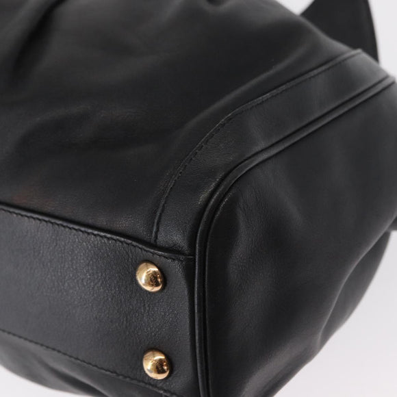 Salvatore Ferragamo Gancini Shoulder Bag Leather Black Gold Auth ka633