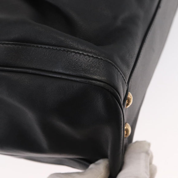 Salvatore Ferragamo Gancini Shoulder Bag Leather Black Gold Auth ka633