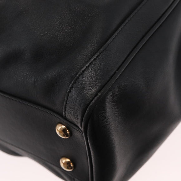 Salvatore Ferragamo Gancini Shoulder Bag Leather Black Gold Auth ka633