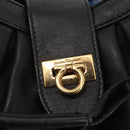 Salvatore Ferragamo Gancini Shoulder Bag Leather Black Gold Auth ka633-18