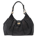 Salvatore Ferragamo Gancini Shoulder Bag Leather Black Gold Auth ka633-13