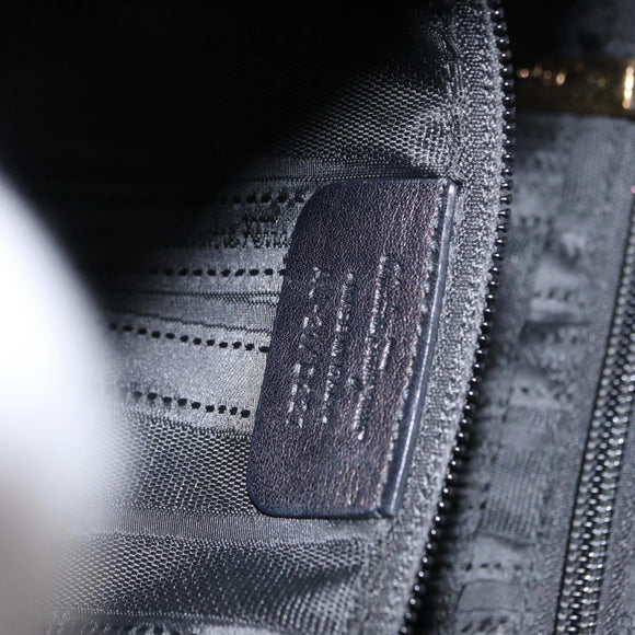 Salvatore Ferragamo Gancini Shoulder Bag Leather Black Gold Auth ka633