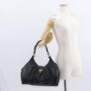 Salvatore Ferragamo Gancini Shoulder Bag Leather Black Gold Auth ka633-24