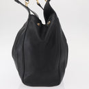 Salvatore Ferragamo Gancini Shoulder Bag Leather Black Gold Auth ka633-3