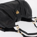 Salvatore Ferragamo Gancini Shoulder Bag Leather Black Gold Auth ka633-7