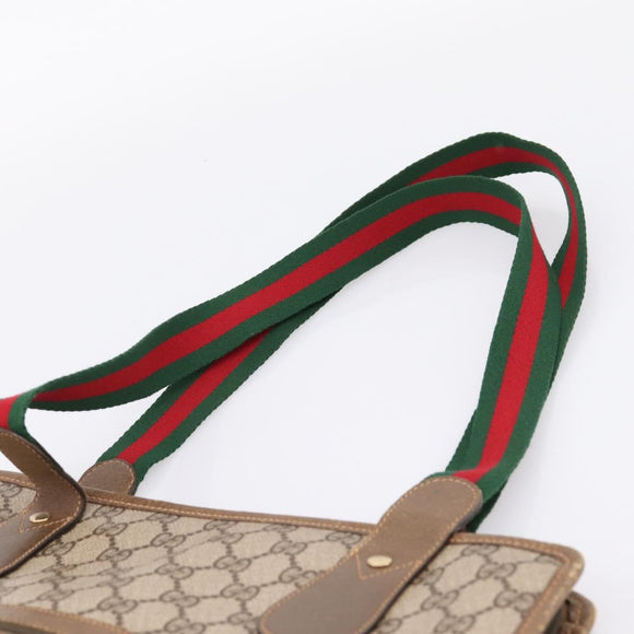 GUCCI GG Supreme Web Sherry Line Tote Bag PVC Beige Gold 89 02 092 Auth ka6331
