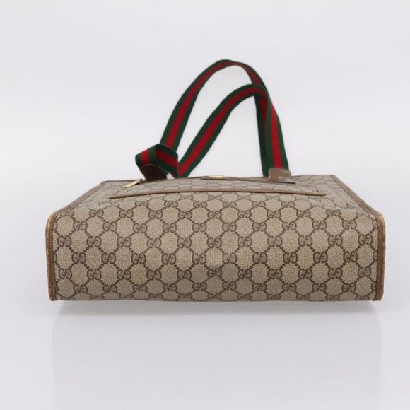 GUCCI GG Supreme Web Sherry Line Tote Bag PVC Beige Gold 89 02 092 Auth ka6331