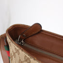 GUCCI GG Canvas Web Sherry Line Shoulder Bag Beige Silver 308930 Auth ka6334-22