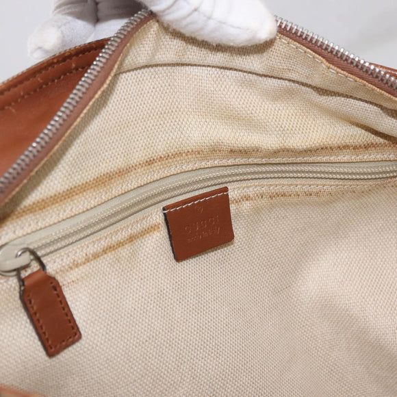 GUCCI GG Canvas Web Sherry Line Shoulder Bag Beige Silver 308930 Auth ka6334