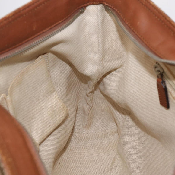 GUCCI GG Canvas Web Sherry Line Shoulder Bag Beige Silver 308930 Auth ka6334