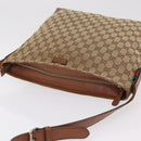 GUCCI GG Canvas Web Sherry Line Shoulder Bag Beige Silver 308930 Auth ka6334-8