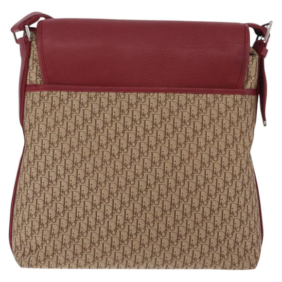 Christian Dior Trotter Canvas Shoulder Bag Beige Silver Auth ka6335V