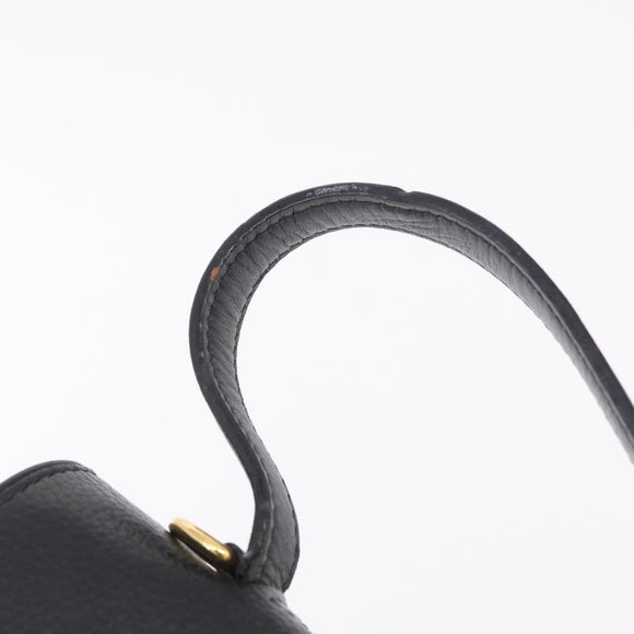 CELINE Hand Bag Leather Black Gold Auth ka6337