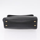 CELINE Hand Bag Leather Black Gold Auth ka6337-6