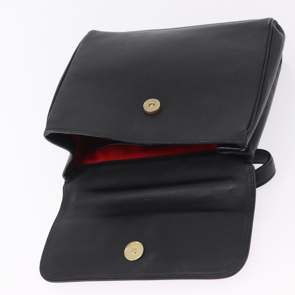 CELINE Hand Bag Leather Black Gold Auth ka6337