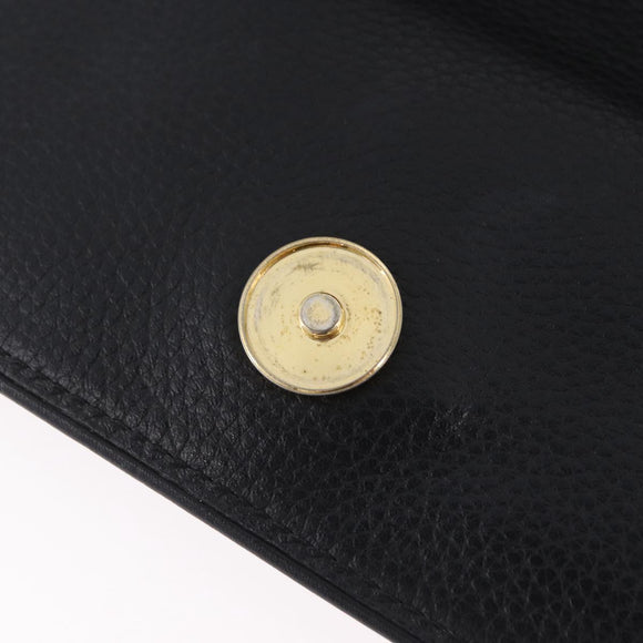 CELINE Hand Bag Leather Black Gold Auth ka6337
