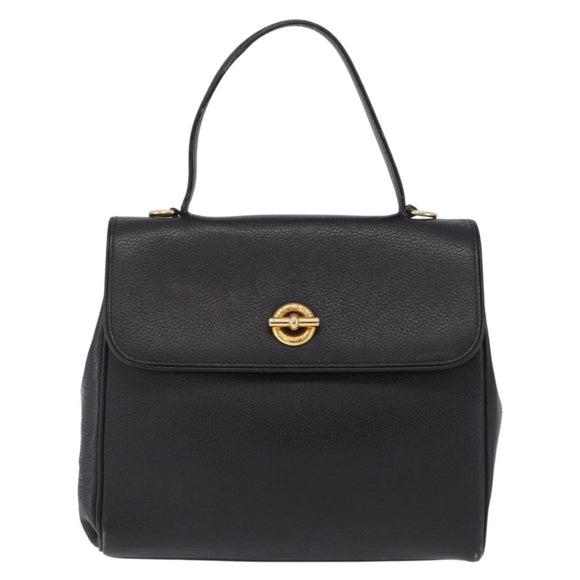 CELINE Hand Bag Leather Black Gold Auth ka6337