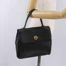 CELINE Hand Bag Leather Black Gold Auth ka6337-27