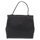 CELINE Hand Bag Leather Black Gold Auth ka6337-3