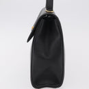 CELINE Hand Bag Leather Black Gold Auth ka6337-4