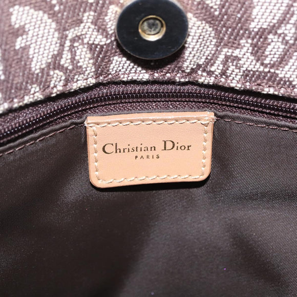 Christian Dior Trotter Canvas Hand Bag Brown Gold Auth ka6338V