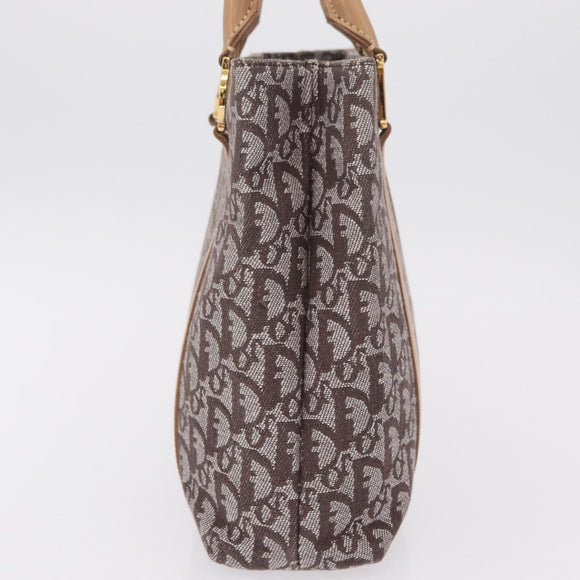 Christian Dior Trotter Canvas Hand Bag Brown Gold Auth ka6338V