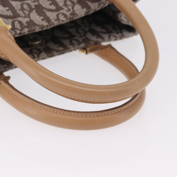 Christian Dior Trotter Canvas Hand Bag Brown Gold Auth ka6338V