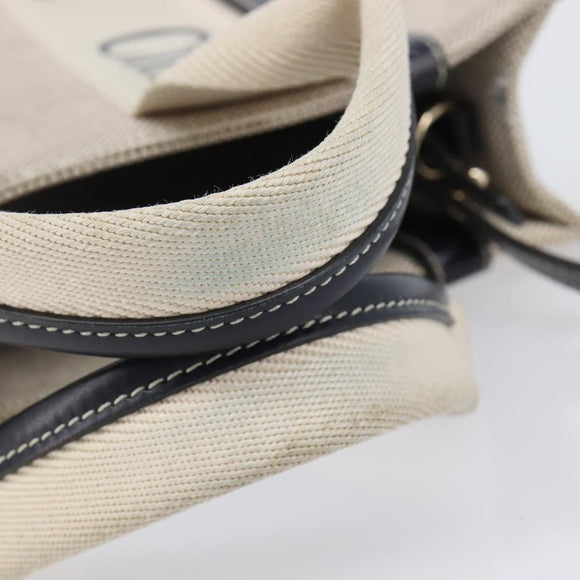 Chloe Woody Hand Bag Canvas 2way White Gold Auth ka6339
