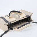 Chloe Woody Hand Bag Canvas 2way White Gold Auth ka6339-8