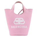 BALENCIAGA Wave XS Hand Bag Canvas 2way Pink Silver 619979 Auth ka6340V-13