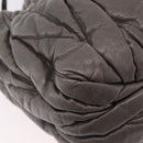 Miu Miu Matelasse Hand Bag Leather 2way Gray Gold Auth ka6343A-14