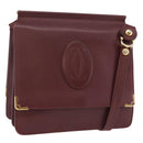 CARTIER Must Line Shoulder Bag Leather Bordeaux Gold Auth ka6344-1