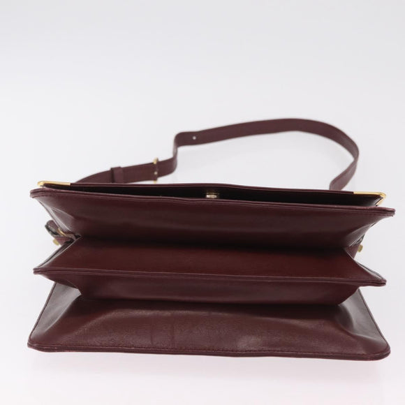 CARTIER Must Line Shoulder Bag Leather Bordeaux Gold Auth ka6344