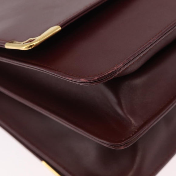 CARTIER Must Line Shoulder Bag Leather Bordeaux Gold Auth ka6344