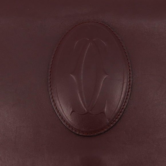 CARTIER Must Line Shoulder Bag Leather Bordeaux Gold Auth ka6344