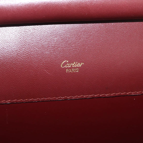 CARTIER Must Line Shoulder Bag Leather Bordeaux Gold Auth ka6344