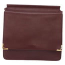 CARTIER Must Line Shoulder Bag Leather Bordeaux Gold Auth ka6344-3