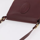 CARTIER Must Line Shoulder Bag Leather Bordeaux Gold Auth ka6344-6