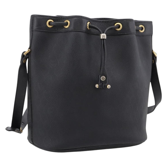 Christian Dior Honeycomb Canvas Shoulder Bag PVC Black Gold Auth ka6345
