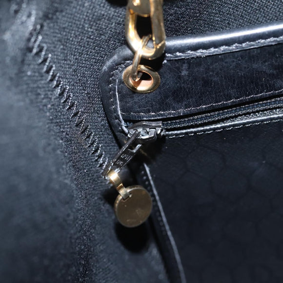 Christian Dior Honeycomb Canvas Shoulder Bag PVC Black Gold Auth ka6345