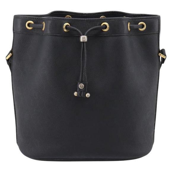 Christian Dior Honeycomb Canvas Shoulder Bag PVC Black Gold Auth ka6345